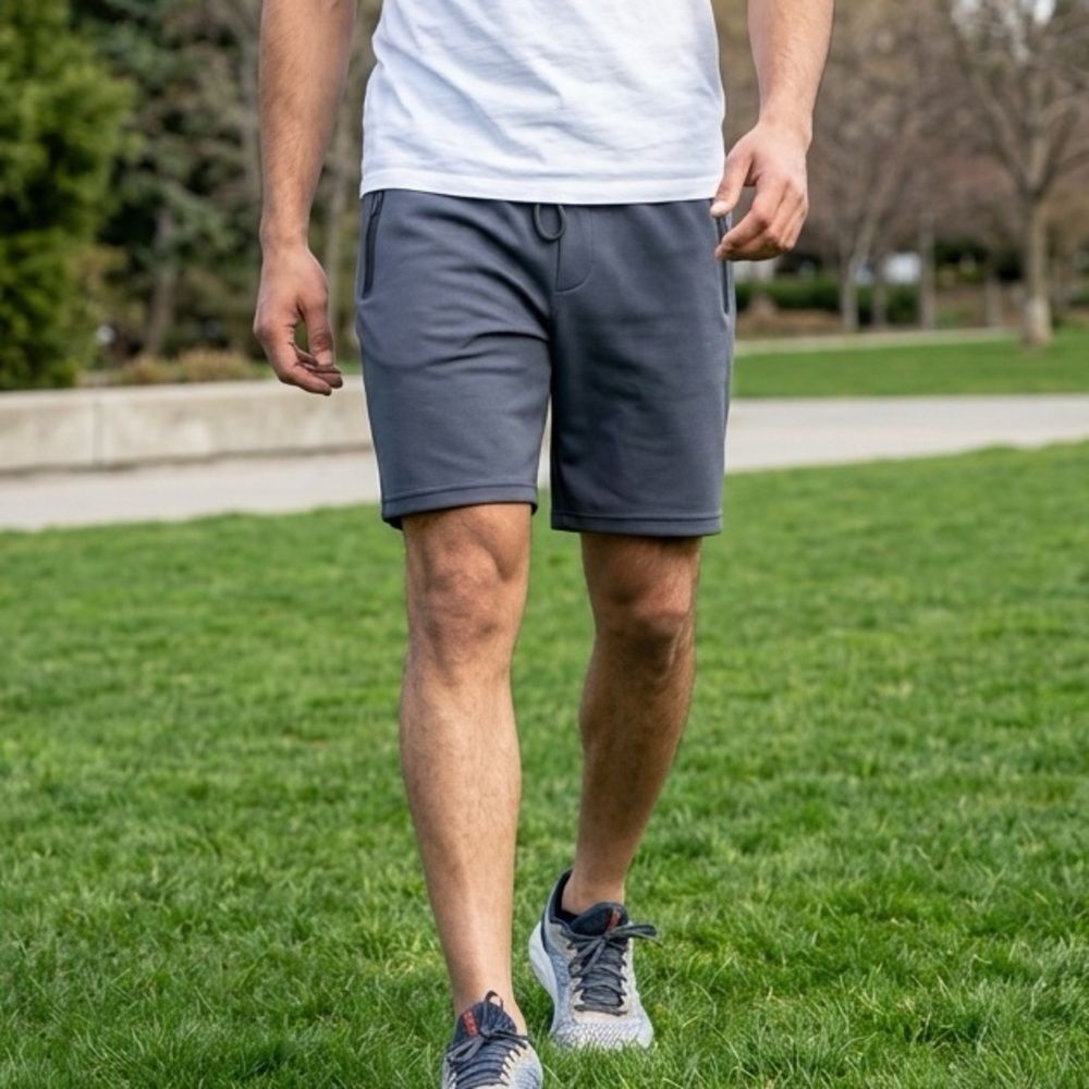 NWT Pure Champ Men’s NAVY French Terry Casual Gym Shorts w/Zip Pockets - Size L